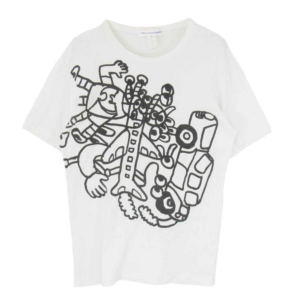COMME des GARCONS コムデギャルソン SHIRT 17SS Noah Lyon Sketch Tee ノアリヨン スケッチ 半袖 Tシャツ ホワイト系 L【中古】