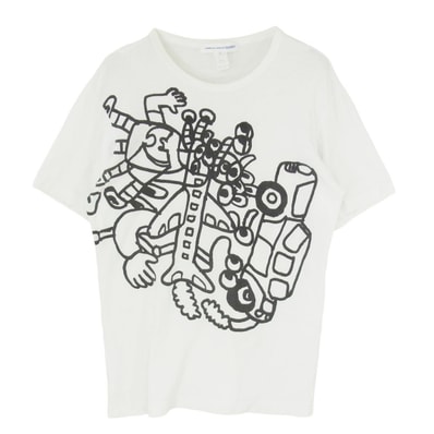 COMME des GARCONS コムデギャルソン SHIRT 17SS Noah Lyon Sketch Tee ノアリヨン スケッチ 半袖 Tシャツ ホワイト系 L【中古】