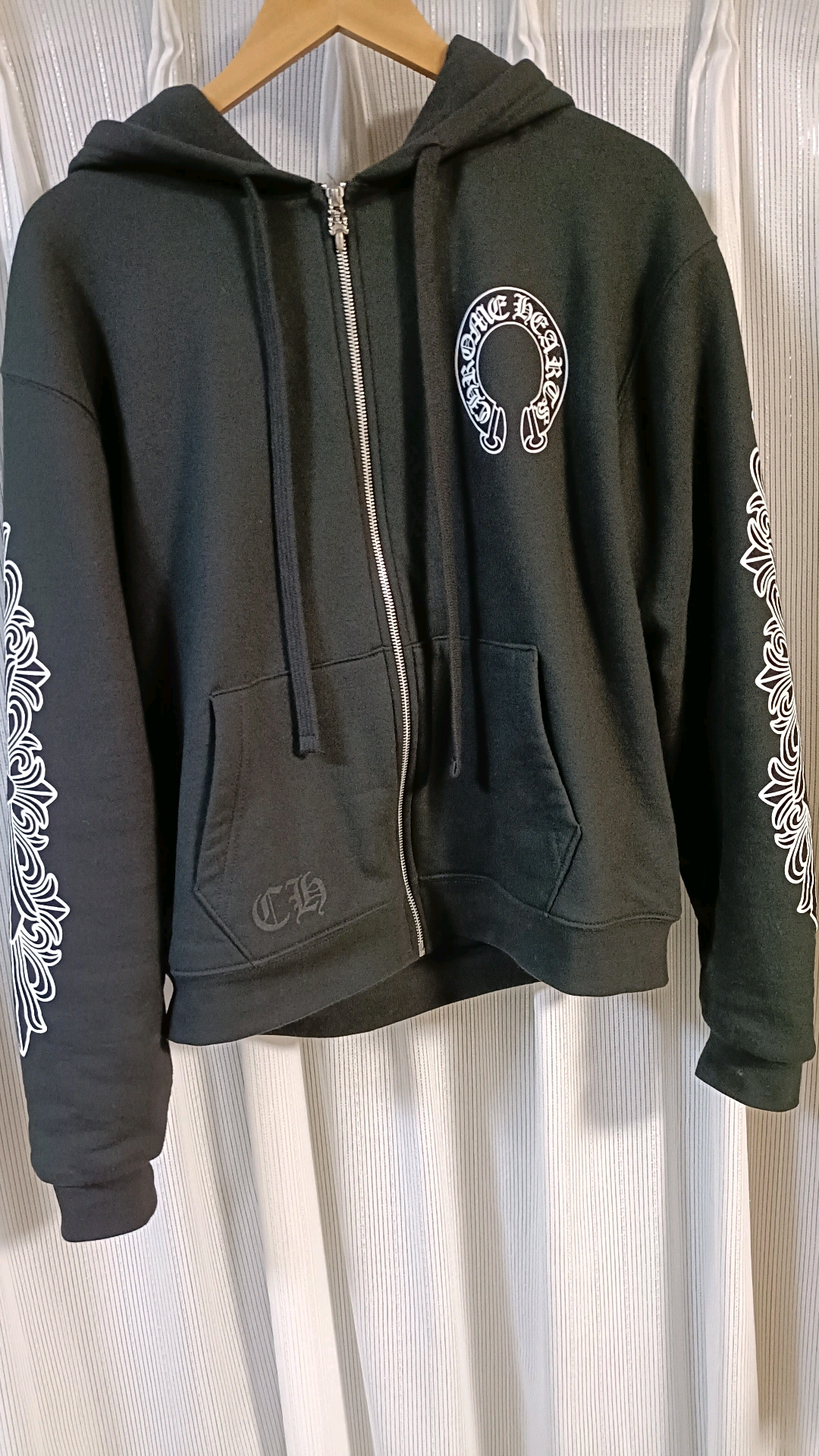 Chrome Hearts Horseshoe Floral Cross Zip-Up Hoodie "Black"