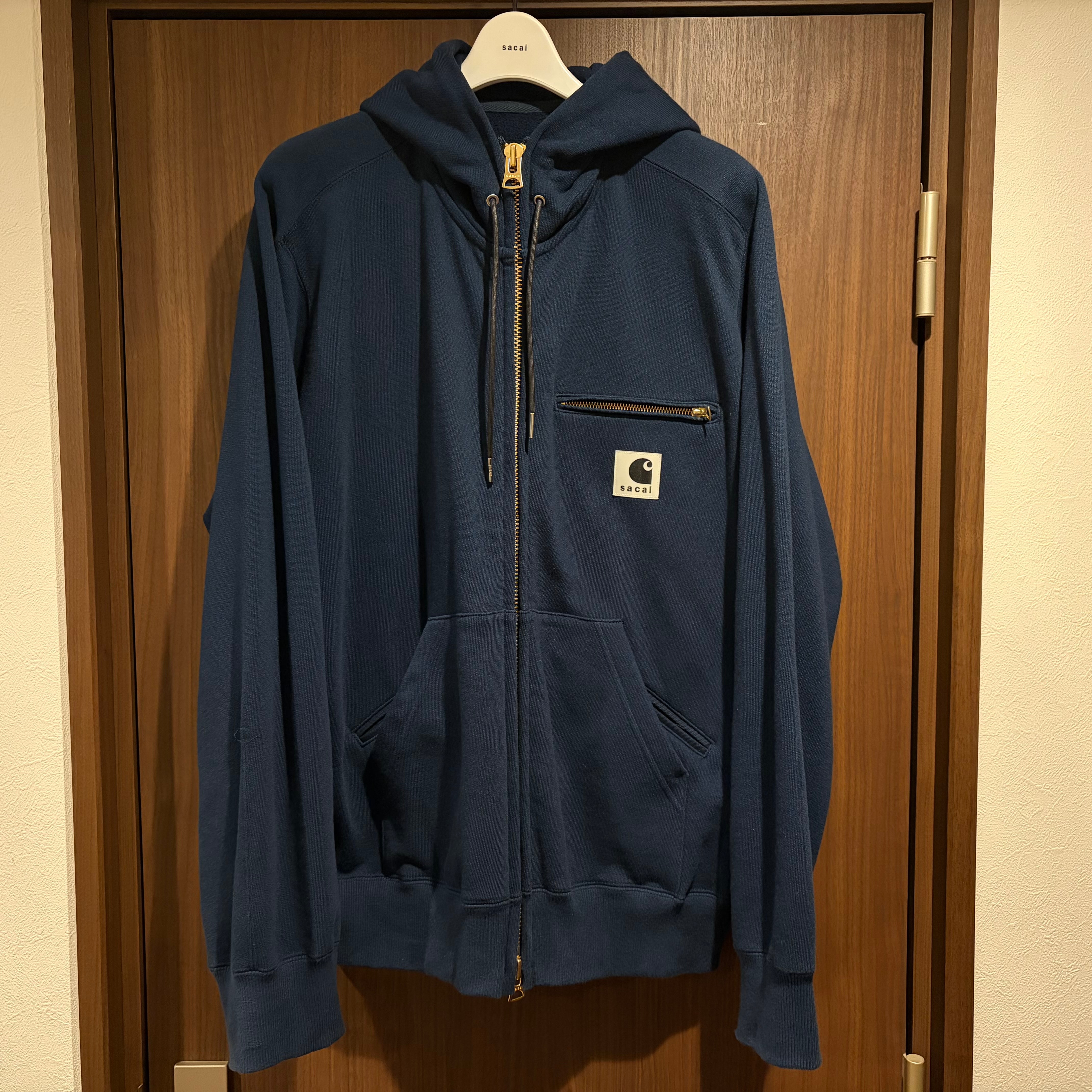 sacai x Carhartt WIP Cotton Jersey Hoodie "Blue"