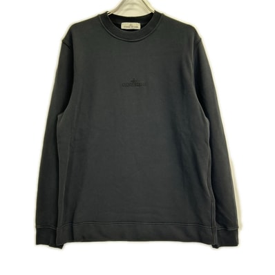 ストーンアイランド K1S156100667 S0124 ブラック コットン混 ロゴ刺繍 クルーネックスウェットプルオーバー L