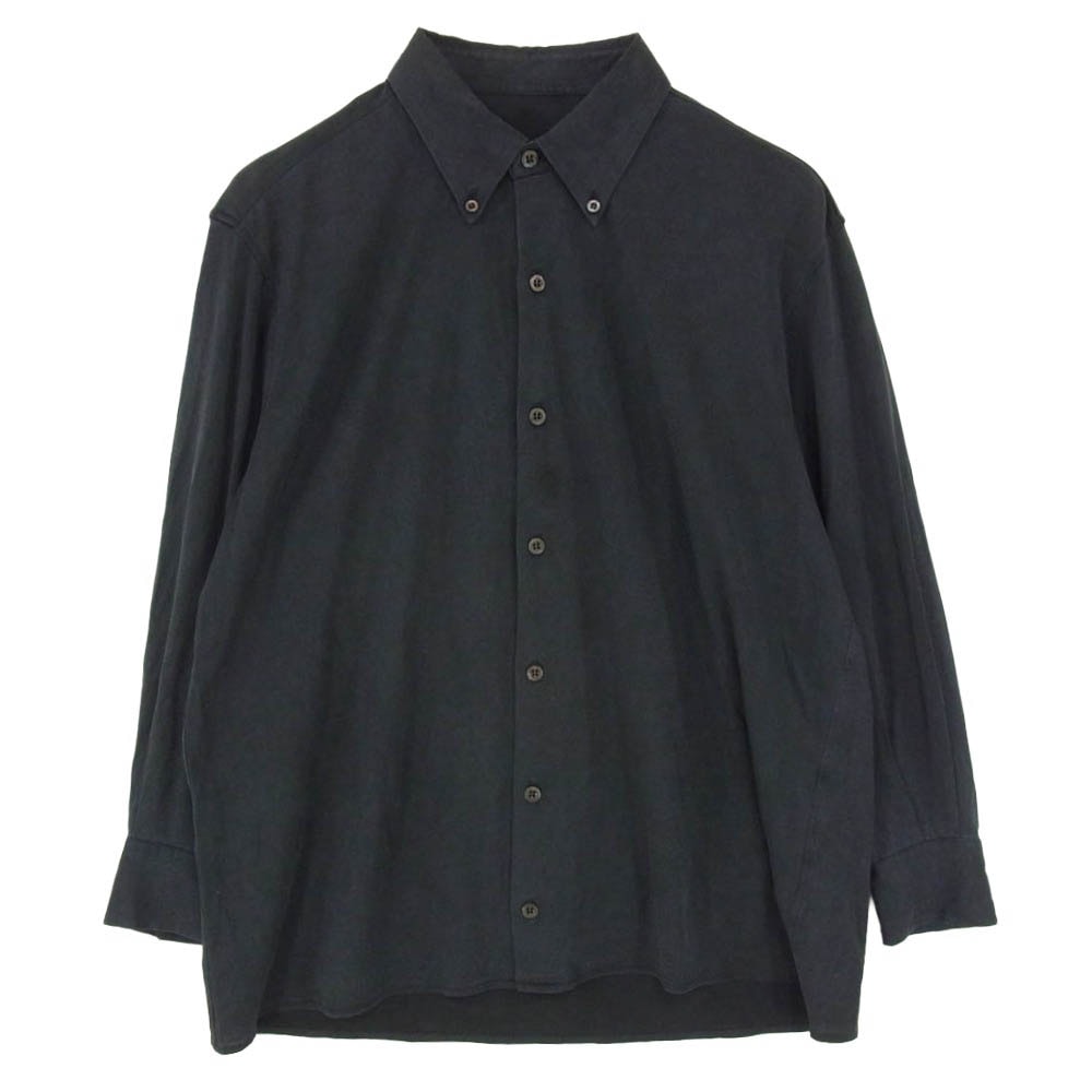 PRADA プラダ イタリア製 シルク混ナイロン ボタンダウン 長袖 ドレスシャツ ブラック系 39【中古】