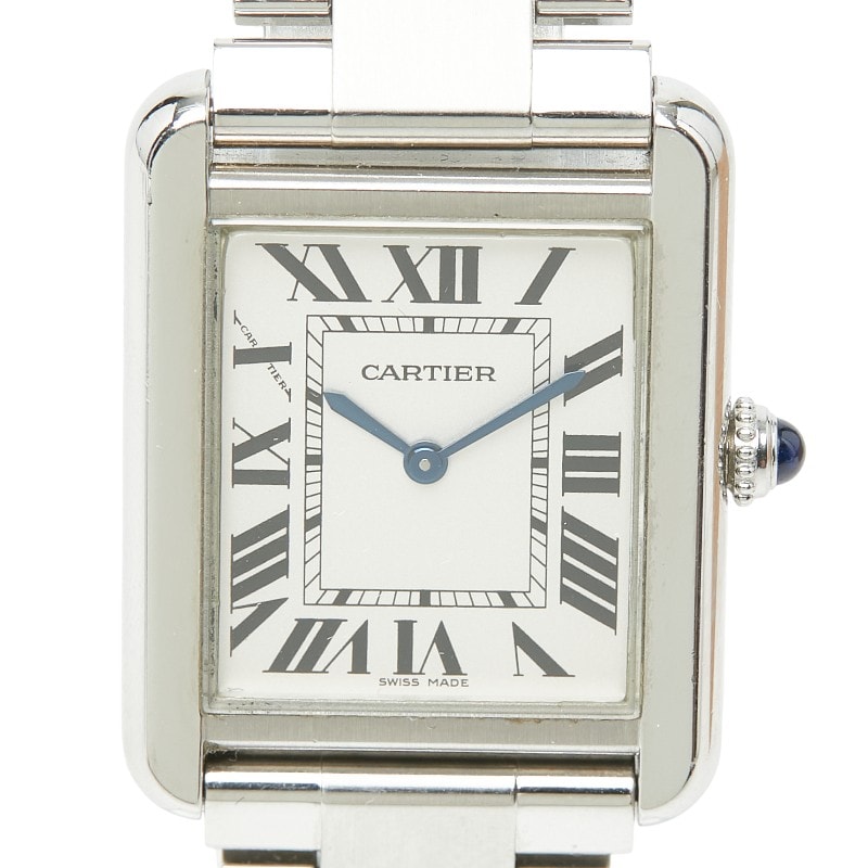 カルティエ タンクソロ SM 腕時計 W5200013 クオーツ ホワイト文字盤 ステンレススチール レディース CARTIER 【中古】
