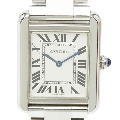 カルティエ タンクソロ SM 腕時計 W5200013 クオーツ ホワイト文字盤 ステンレススチール レディース CARTIER 【中古】