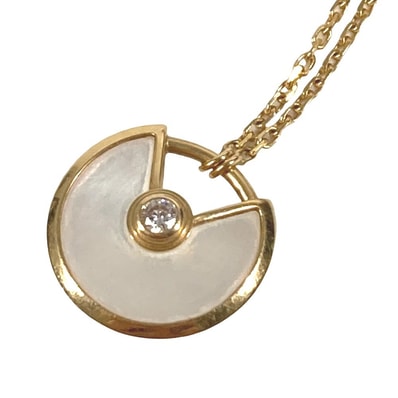 カルティエ CARTIER アミュレット ドゥ カルティエ 1Pダイヤ XS マザーオブパール チェーンネックレス アクセサリー 18K 金 K18 ネックレス Au750 ゴールド