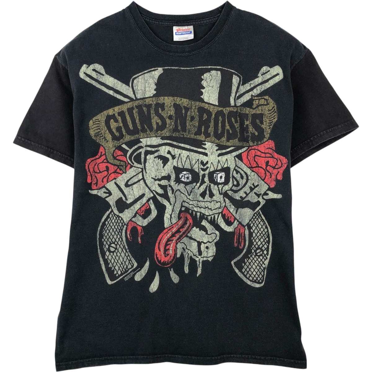 古着 00年代 ヘインズ Hanes GUNS N' ROSES ガンズアンドローゼズ ドクロ柄 スカル柄 大判プリント バンドTシャツ バンT メンズL相当/eaa636492