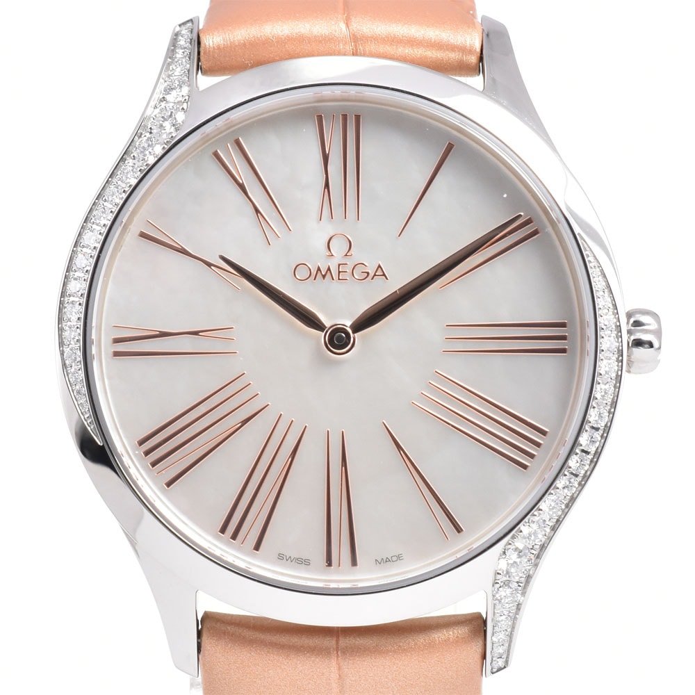 オメガ OMEGA 428.18.36.60.05.002 デビル トレゾア ダイヤモンドベゼル クォーツ レディース 美品 箱・保証書付き B#146888