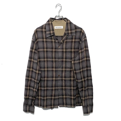OUR LEGACY Heusen Shirt Hairy Flannel Oyster Check
