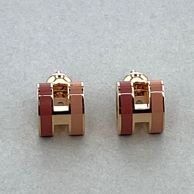 HERMES エルメス POP H MINI ピアス ピアス H608002 メタル ピンクゴールド レディース【中古】