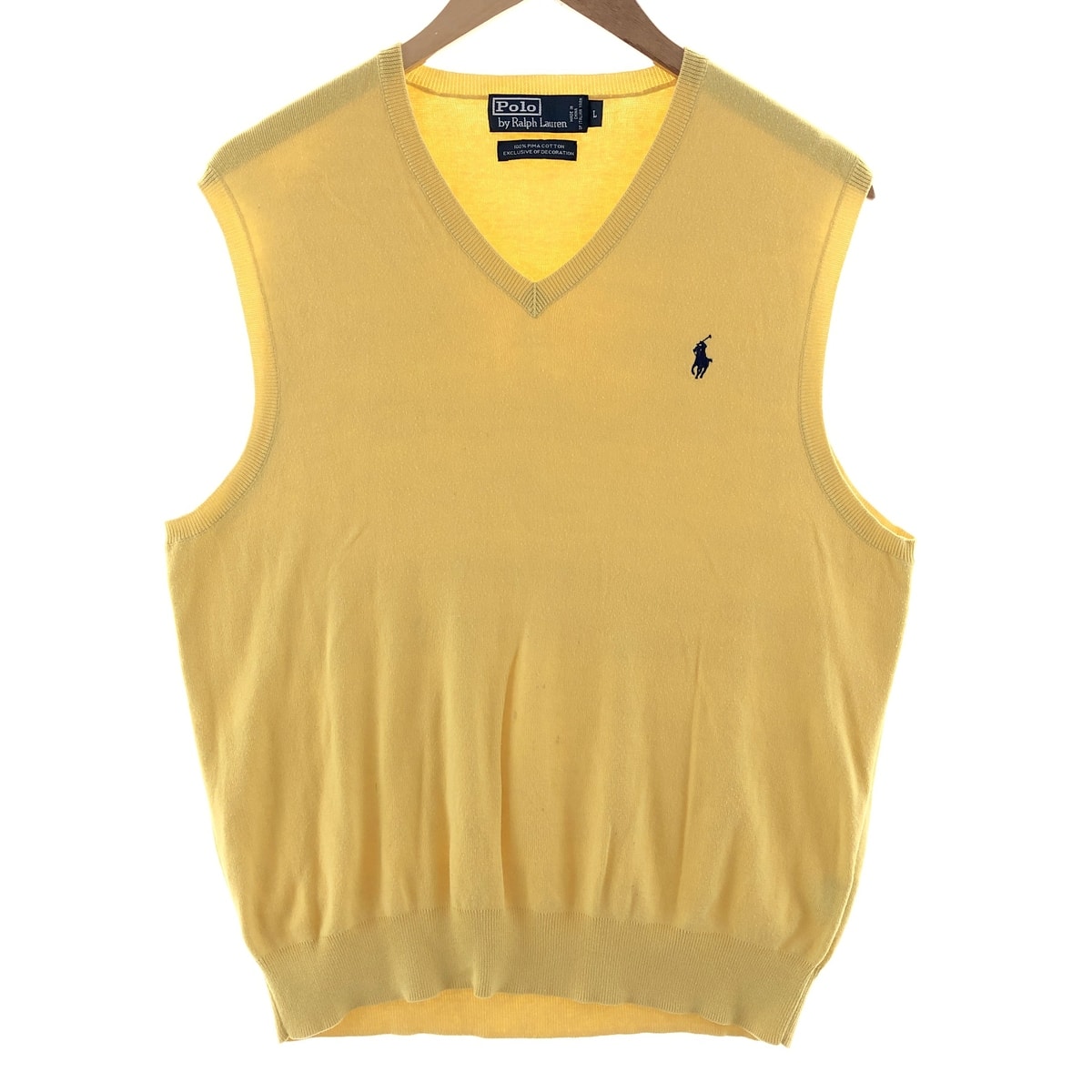 古着 ラルフローレン Ralph Lauren POLO by Ralph Lauren EXCULSIVE OF DECORATION Vネック ピマコットンニットベスト メンズL相当/eaa380762