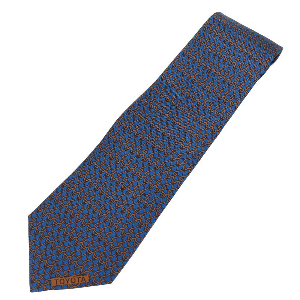 【中古】 エルメス ネクタイ トヨタ限定品 シルク ブルー系 ブラウン スーツ ビジネス アパレル メンズ 男性 HERMES