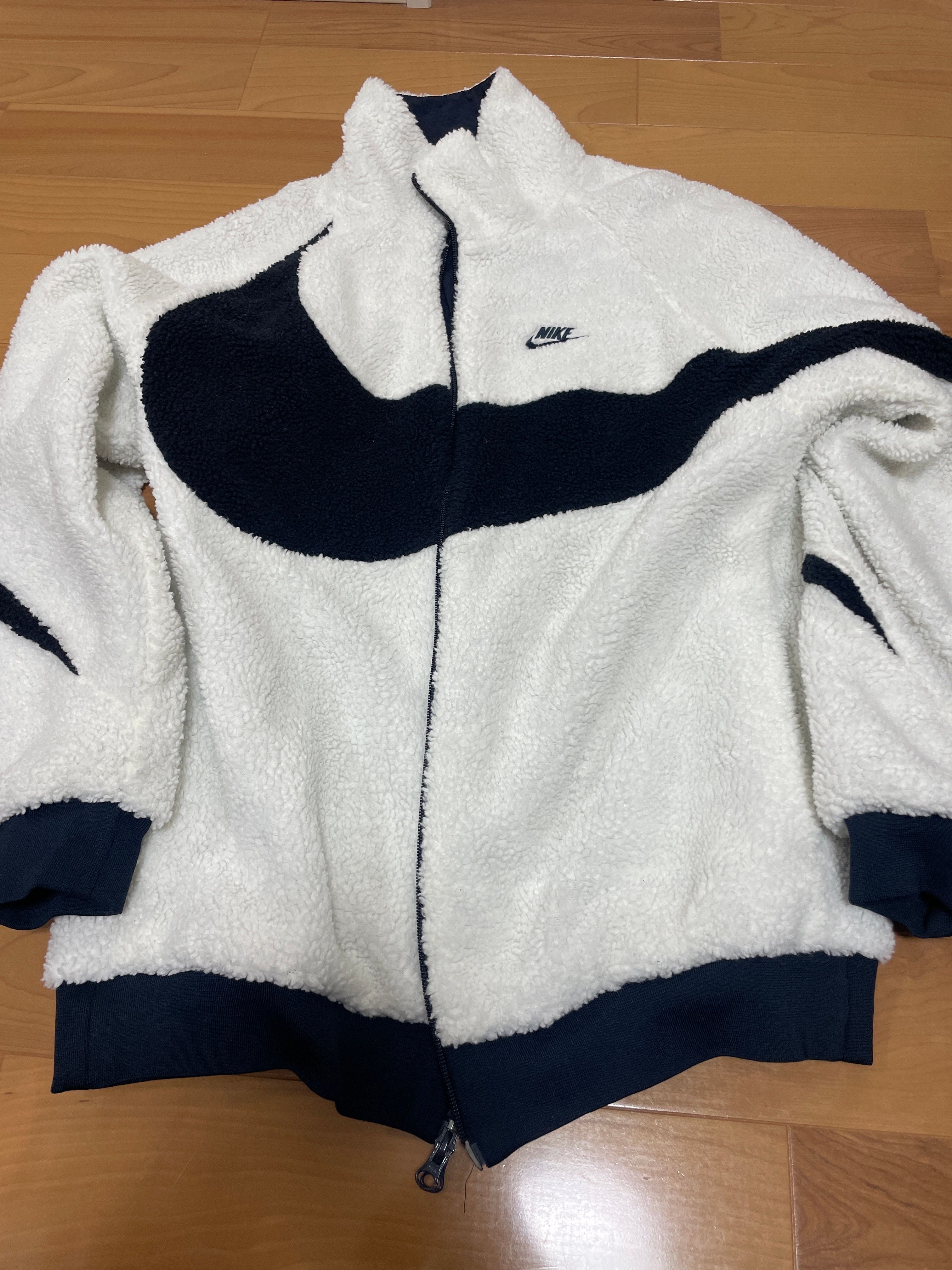 Nike Big Swoosh Reversible Boa Jacket "Sail/Dark Obsidian"