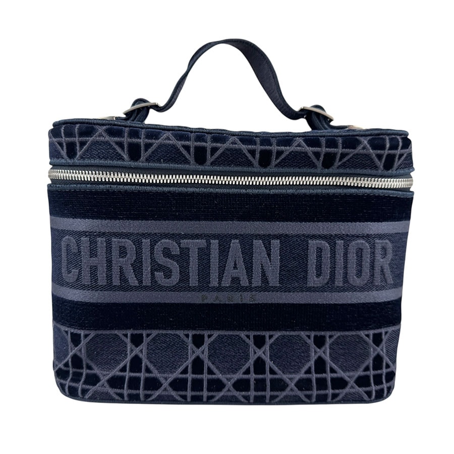 クリスチャンディオール Christian Dior ハンドバッグ ベロア ネイビー レディース【中古】 z7461
