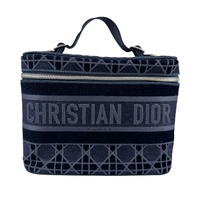 クリスチャンディオール Christian Dior ハンドバッグ ベロア ネイビー レディース【中古】 z7461