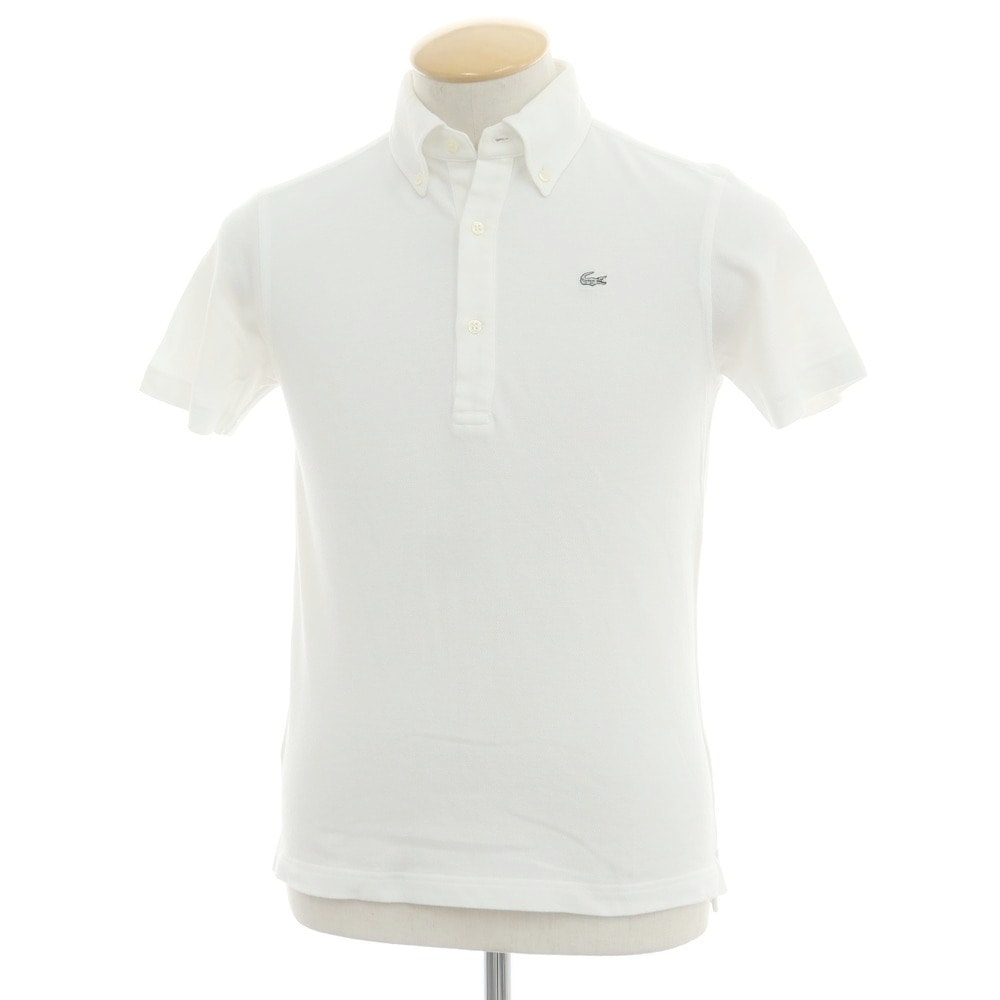 【中古】ラコステ LACOSTE 鹿の子コットン 半袖ポロシャツ ホワイト【サイズ2】【メンズ】