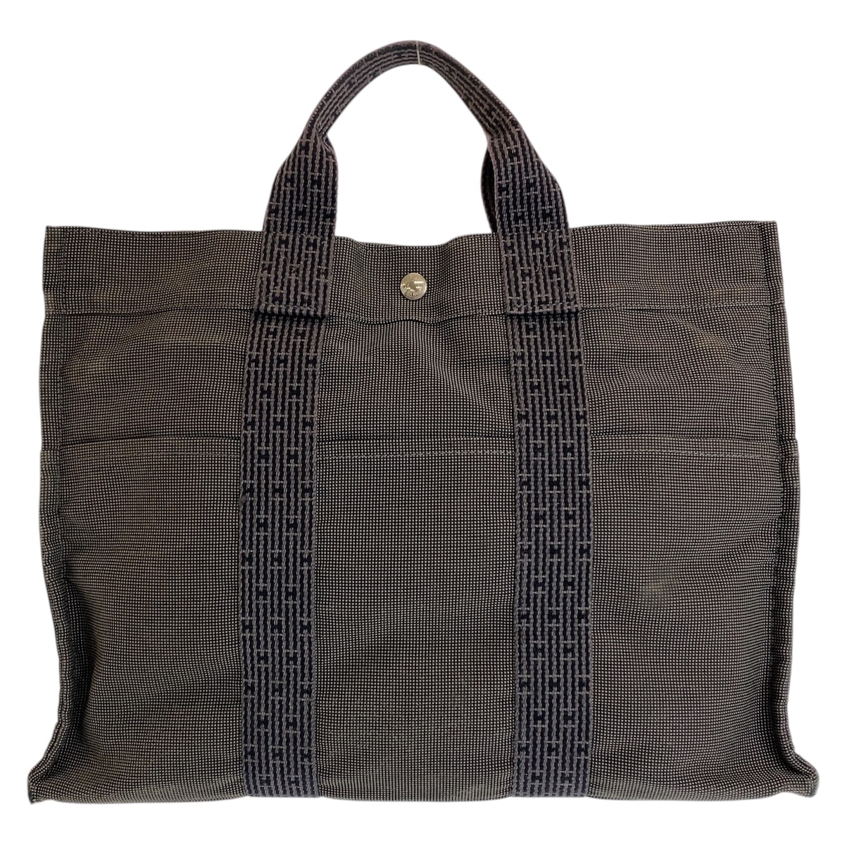 HERMES エルメス エールラインMM グレー シルバー金具 キャンバス トートバッグ ハンドバッグ 603629 【中古】