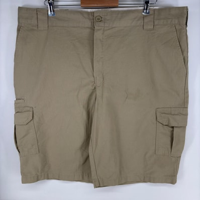 古着 ディッキーズ Dickies パンツ ワーク ハーフ ショート ジッパーフライ ワンポイントロゴ チノ w42 ベージュ系 メンズ