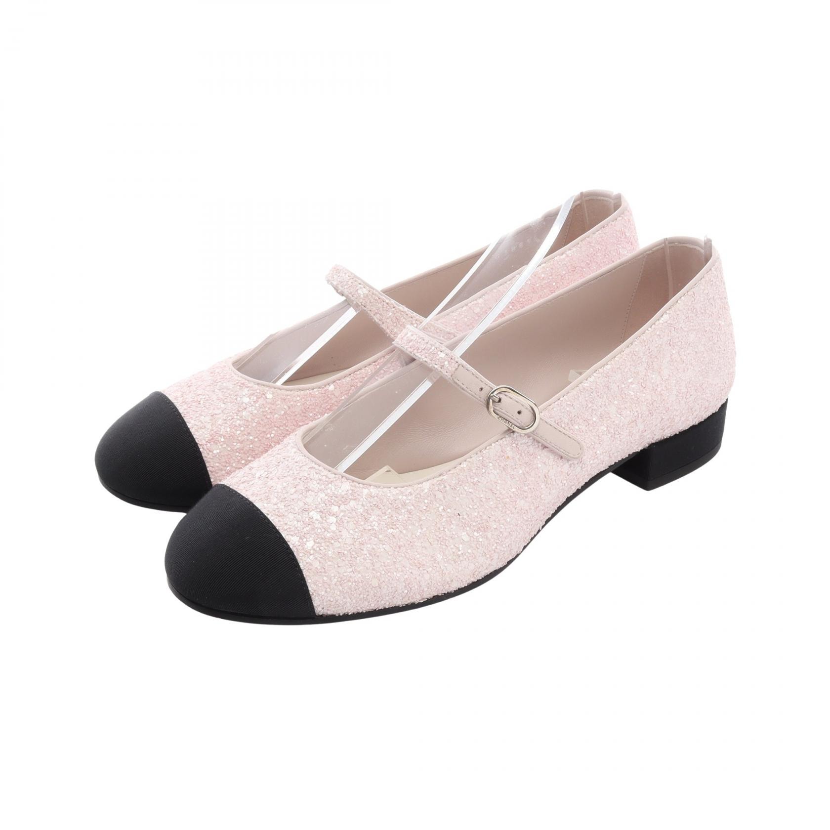 シャネル CHANEL ココマーク グリッター パンプス 靴 レザー レディース ピンク系 / ブラック系 【中古】
