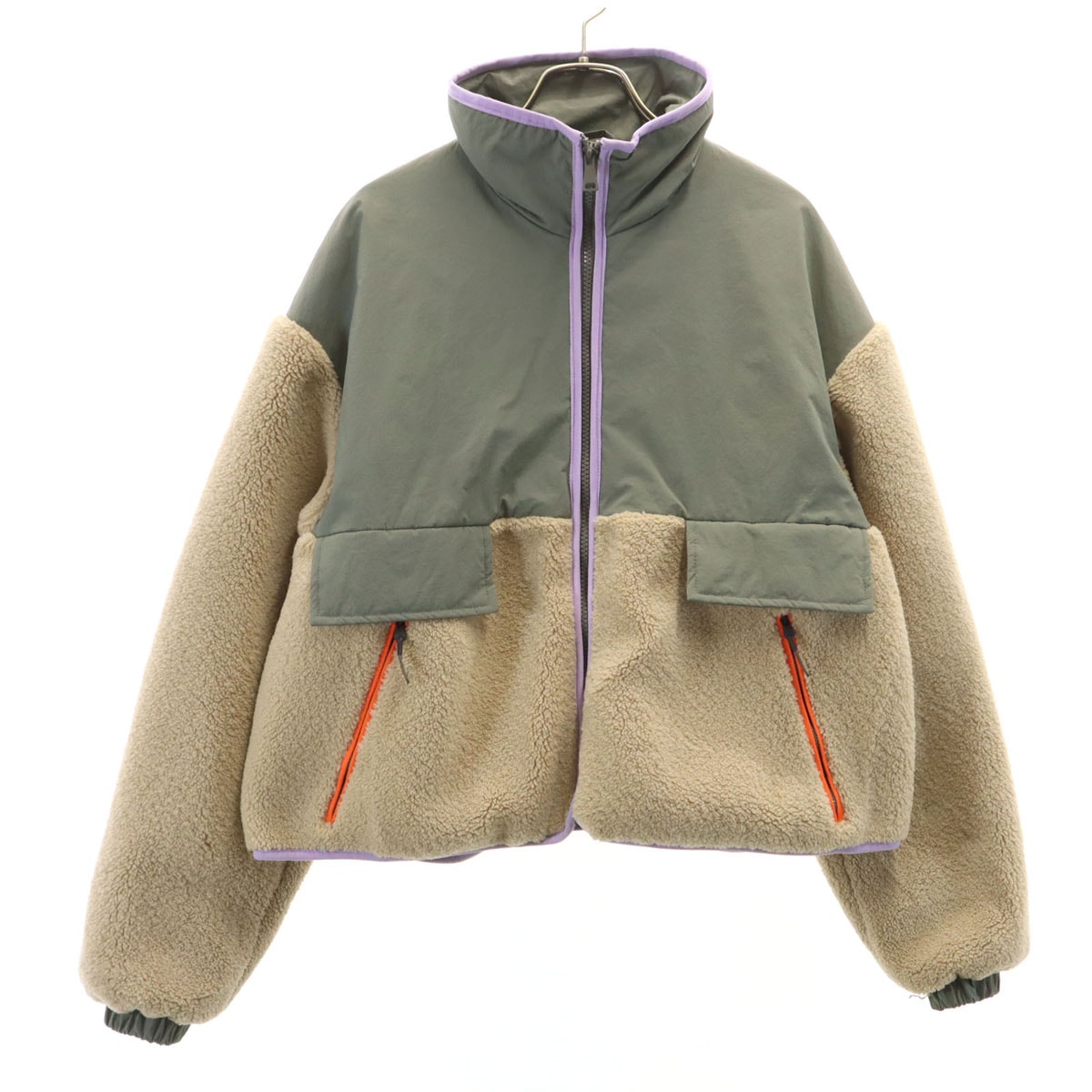 ZARA ザラ 切替 ボアジャケット XS カーキ系