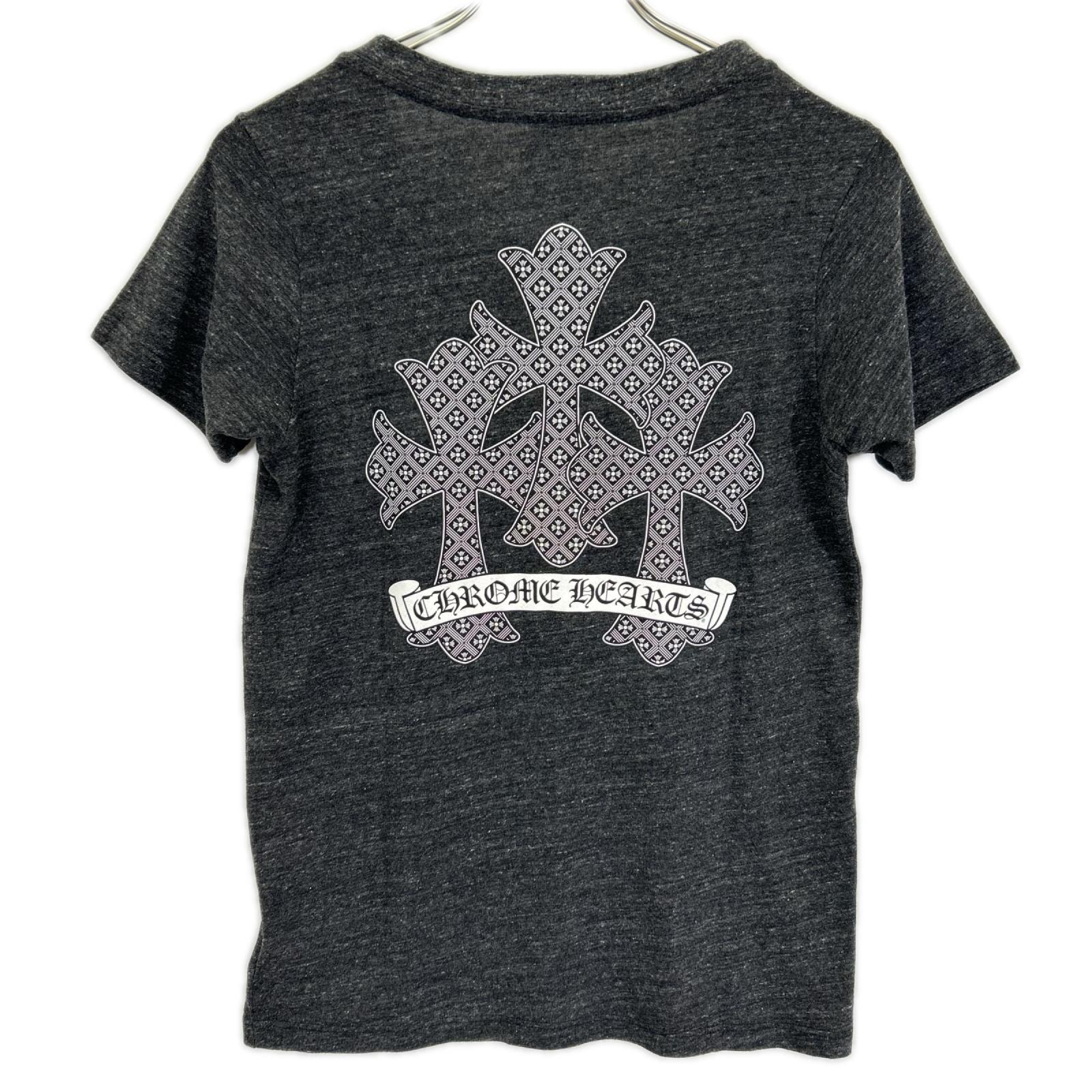 クロムハーツ 2212-304ー3636 グレー コットン Vネック半袖Tシャツ L