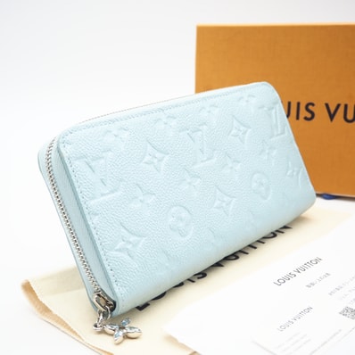 極美品 LOUIS VUITTON ルイ・ヴィトン アンプラント ジッピーウォレット アズールフロスト M12680 長財布 ブルー カーフレザー レディース