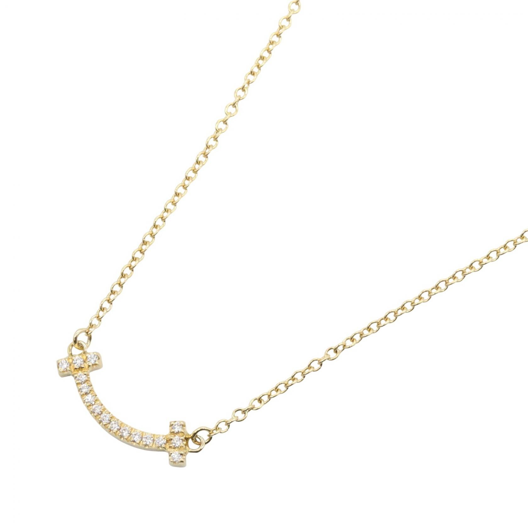 ティファニー TIFFANY&CO Tスマイル ミニ ダイヤ ネックレス ネックレス ジュエリー K18(イエローゴールド) ダイヤモンド レディース ゴールド系 / クリア系 【中古】
