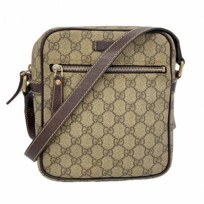 【6dc2714-k】グッチ ショルダーバッグ GGスプリーム 233268 PVC ブラウン ゴールド金具【中古】レディース