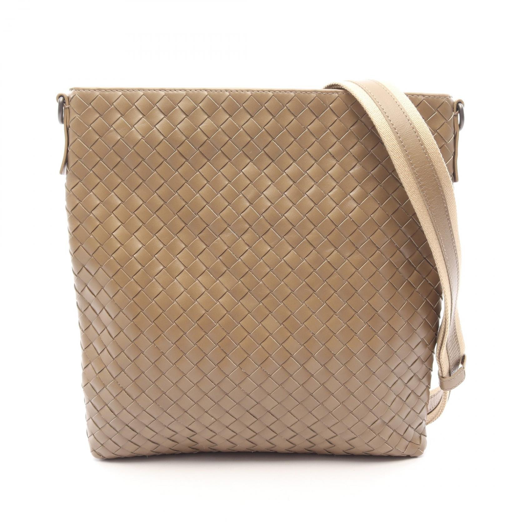 ボッテガヴェネタ BOTTEGA VENETA イントレチャート ショルダーバッグ バッグ レザー メンズ レディース グレー系 【中古】