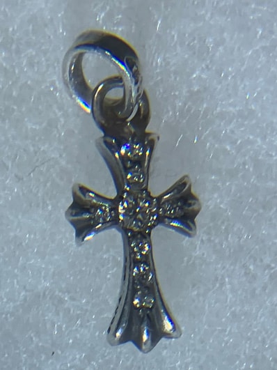 Chrome Hearts Baby Fat Cross Pave Diamond Charm "Silver"