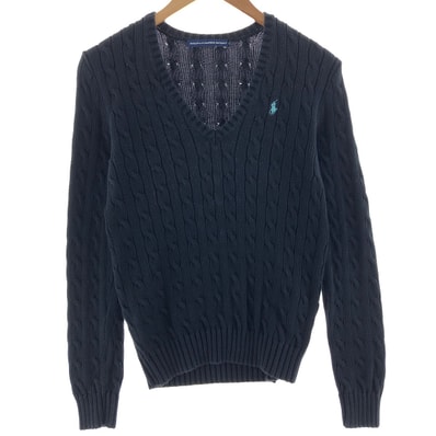 古着 ラルフローレン Ralph Lauren RALPH LAUREN SPORT ケーブル編み Vネック コットンニットセーター レディースM相当/eaa380202