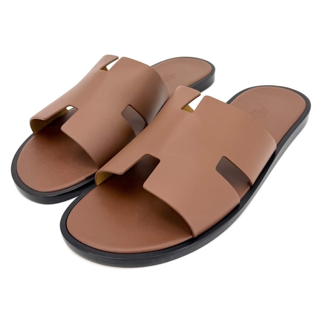 HERMES エルメス サンダル イズミール フラットシューズ 靴 44サイズ 約29cm レザー    ブラウン 茶 メンズ 春 夏 美品【中古品】