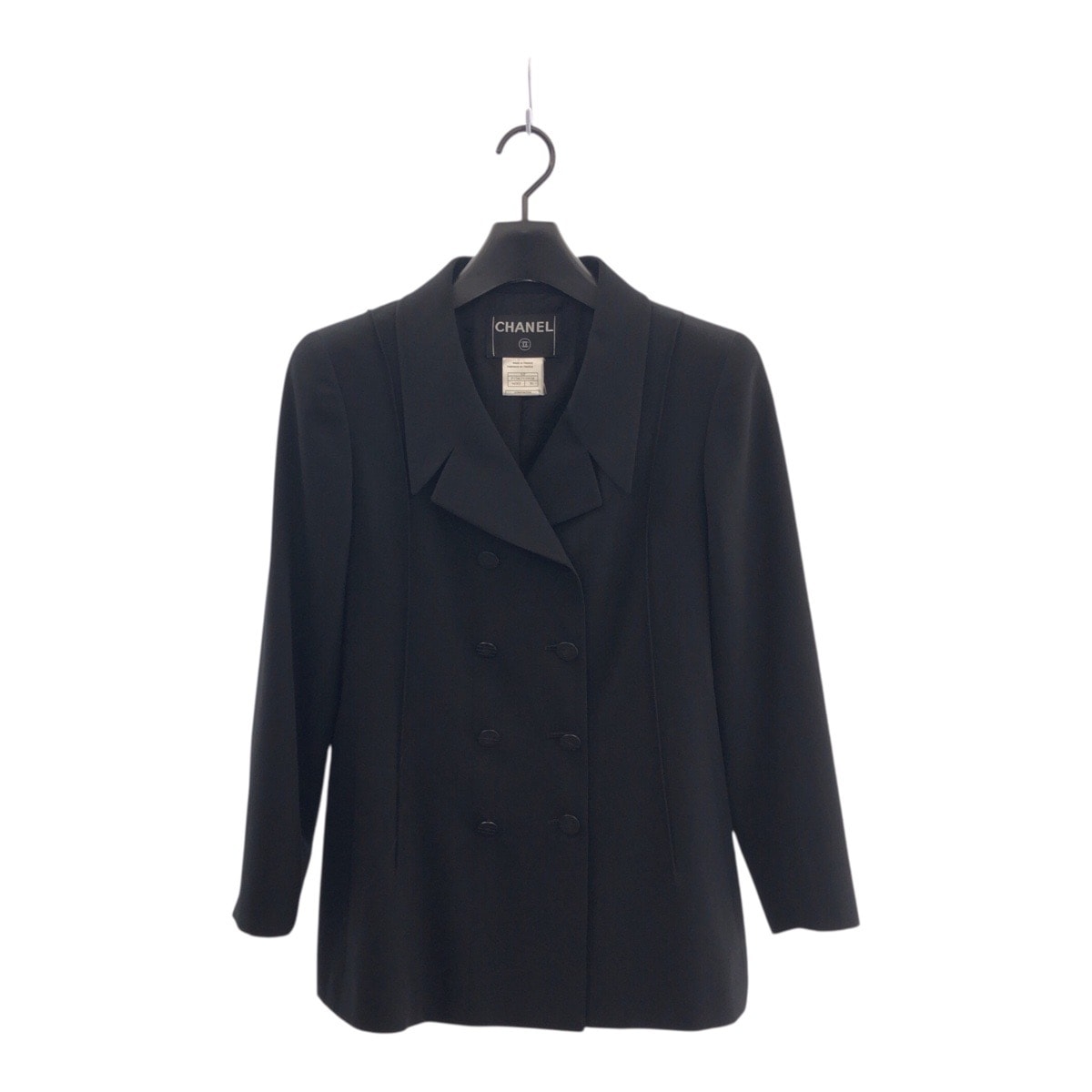 美品 CHANEL シャネル 01P ココマーク サイズ36 ブラック 黒 ウール シルク/ ジャケット アウター 506825 【中古】