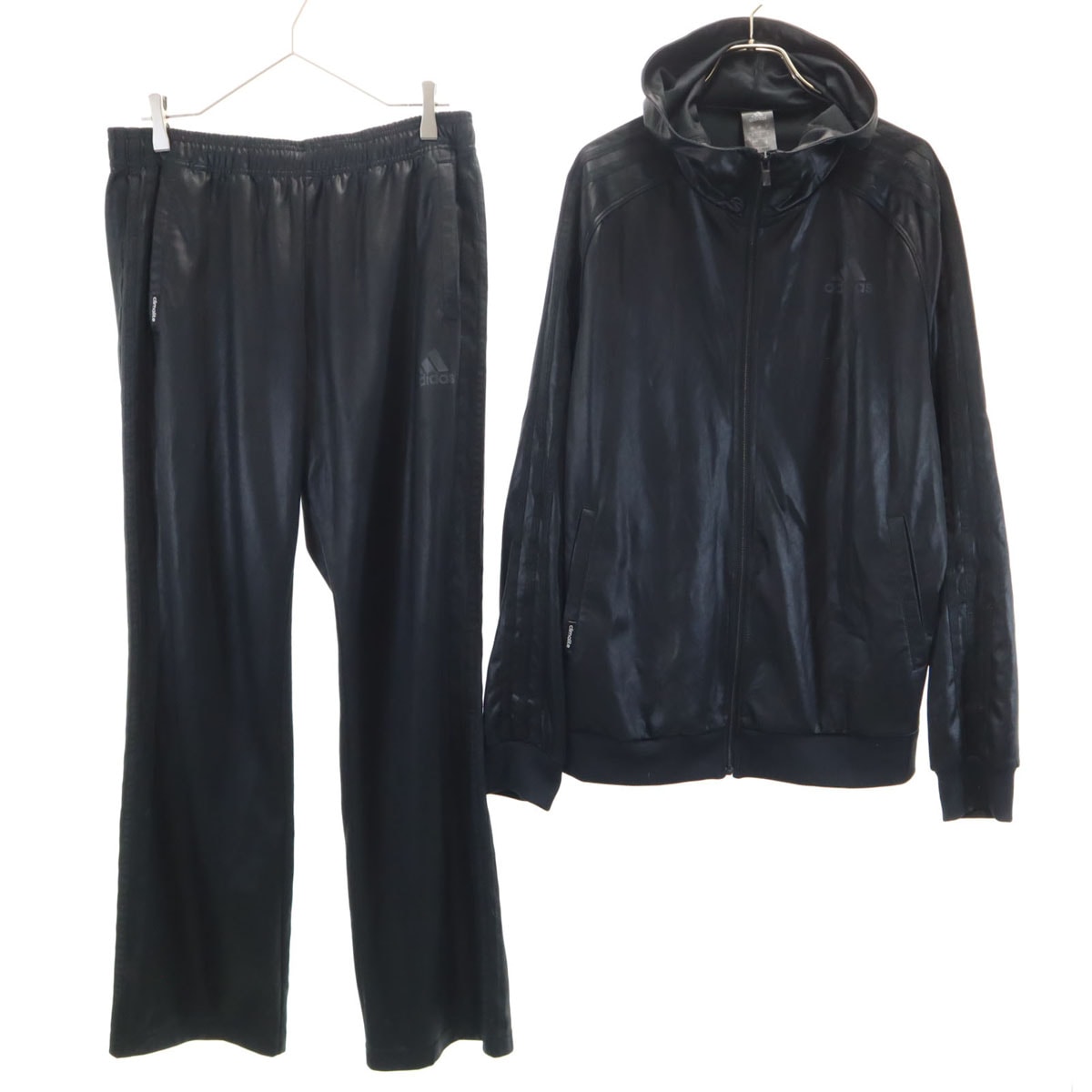 adidas アディダス 長袖 ジップパーカー 上下セットアップ O ブラック