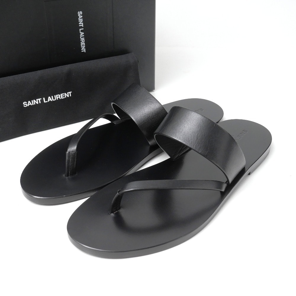■美品■SAINT LAURENT PARIS サンローランパリ サンダル サイズ42 レザー トングサンダル ブラック ブランド古着【中古】20260903/RB0451
