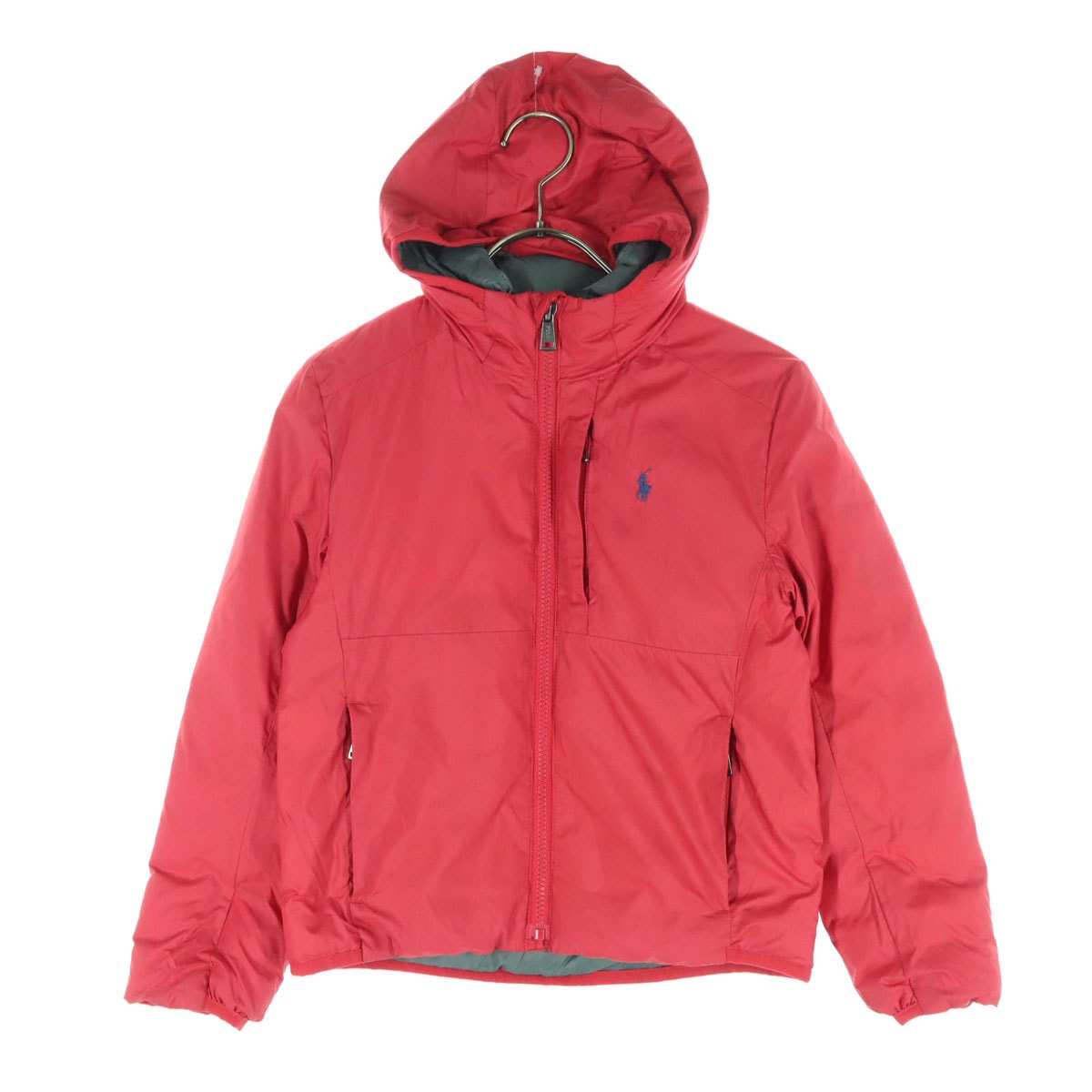 POLO RALPH LAUREN ポロラルフローレン ワンポイントロゴ ツートンカラー 長袖 中綿ジャケット 140 レッド