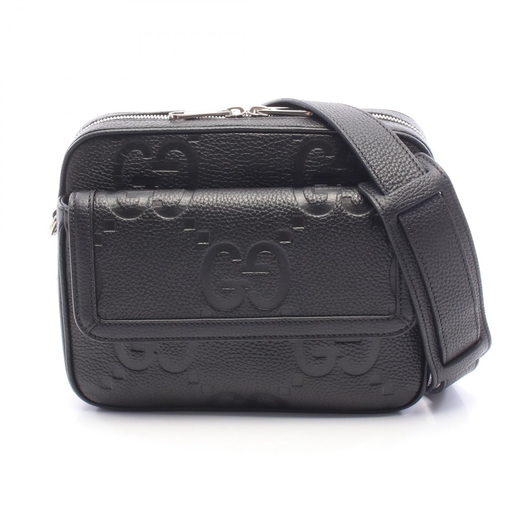 グッチ GUCCI ジャンボGG スモール クロスボディバッグ ショルダーバッグ バッグ レザー メンズ ブラック系 794088 【中古】