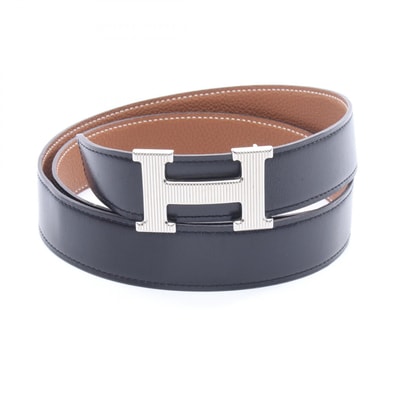 エルメス HERMES Hストリエ ノワール ゴールド リバーシブル ベルト 衣料品 カーフ(牛革) トゴ ボックスカーフ Z刻印(2021年製造) メンズ ブラック系 / ブラウン系 【中古】