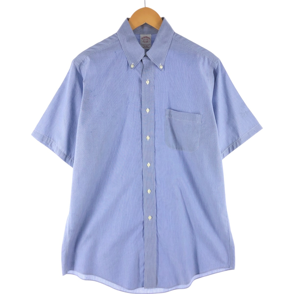 古着 ブルックスブラザーズ Brooks Brothers Est.1818 半袖 ボタンダウン ストライプシャツ メンズM相当/eaa562612