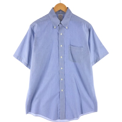 古着 ブルックスブラザーズ Brooks Brothers Est.1818 半袖 ボタンダウン ストライプシャツ メンズM相当/eaa562612