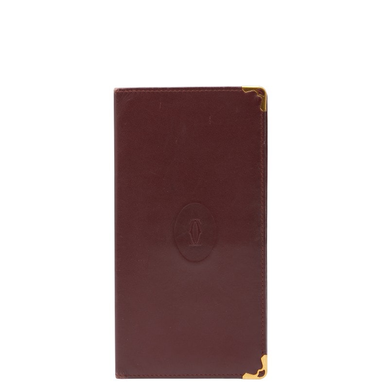 カルティエ マストライン 長財布 ワインレッド ボルドー レザー レディース CARTIER 【中古】