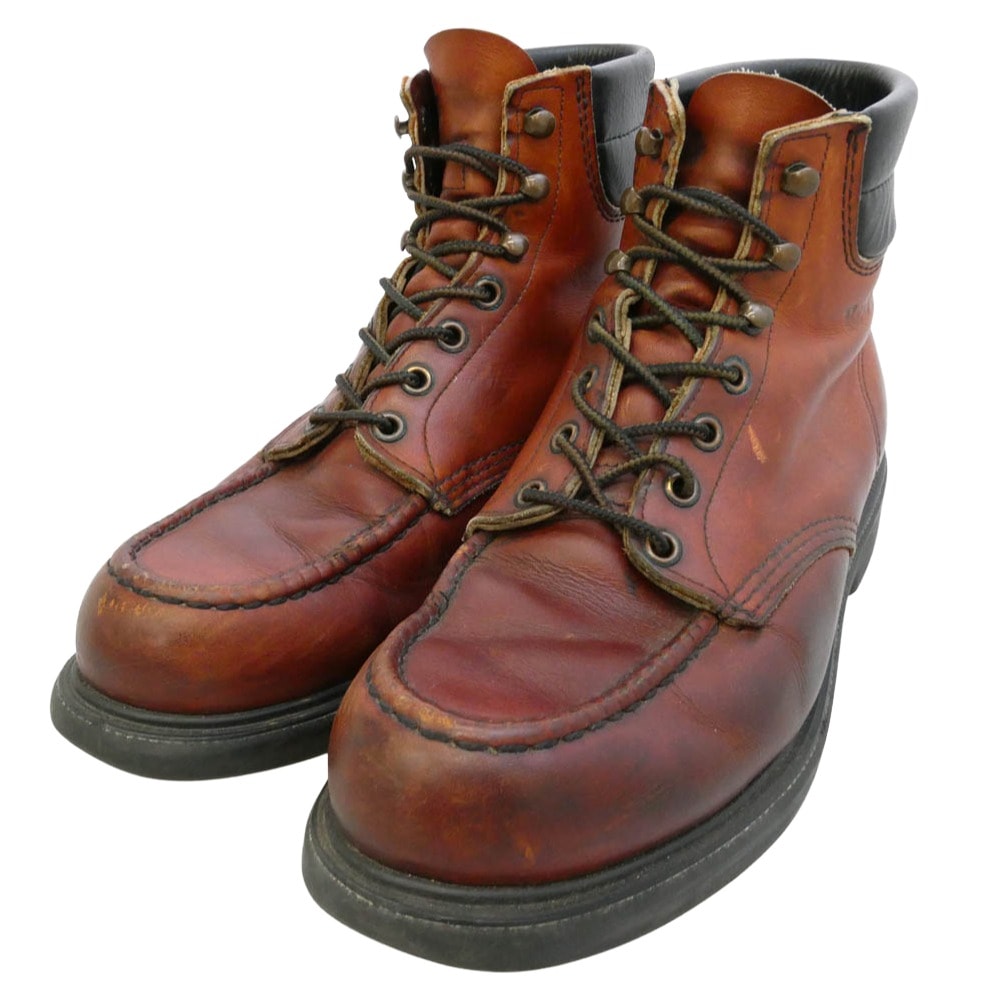 RED WING レッドウィング 8804 USA製 刺繍羽根タグ スーパーソール 6インチ モックトゥ ブーツ 赤茶 ブラウン系 8.5【中古】