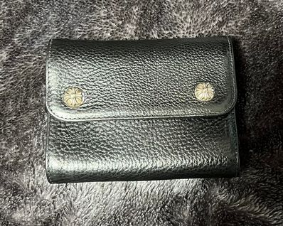 Chrome Hearts Wave Mini Cross Ball Button Leather Wallet "Black/Silver"