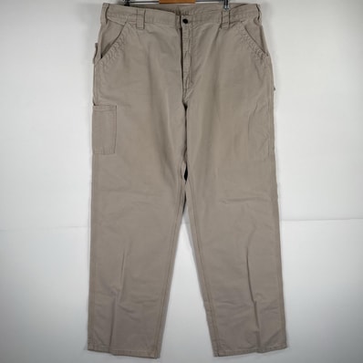 古着 カーハート Carhartt ワークパンツ ダック ペインターパンツ 作業着 ワンポイント ロゴ 大きいサイズ w42 L34 ベージュ メンズ