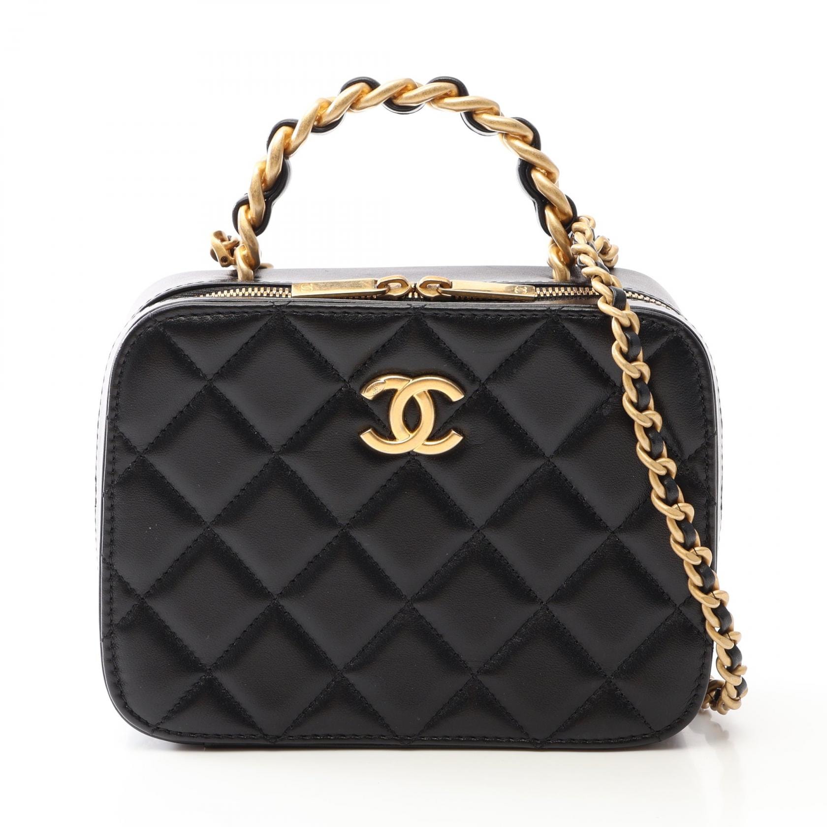 シャネル CHANEL マトラッセ バニティ ショルダーバッグ バッグ ラムスキン(羊革) レディース ブラック系 AS3318 【中古】