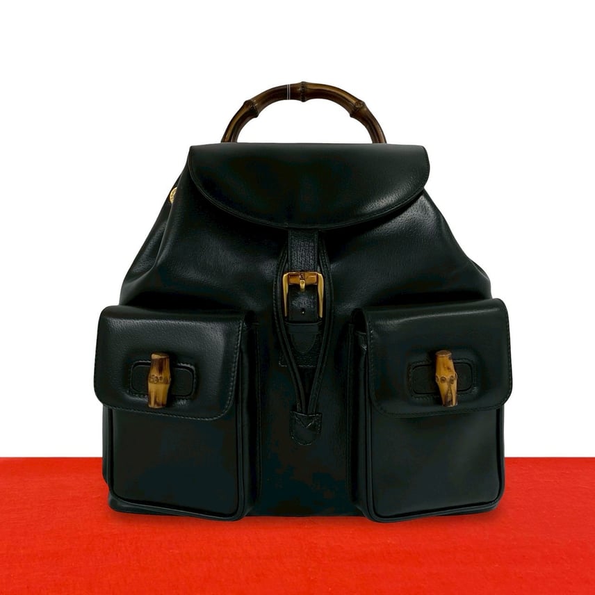 B (目立った傷や汚れなし)】GUCCI グッチ バンブー ロゴ 金具 レザー B (目立った傷や汚れなし)】GUCCI グッチ バンブー ロゴ 金具 レザー