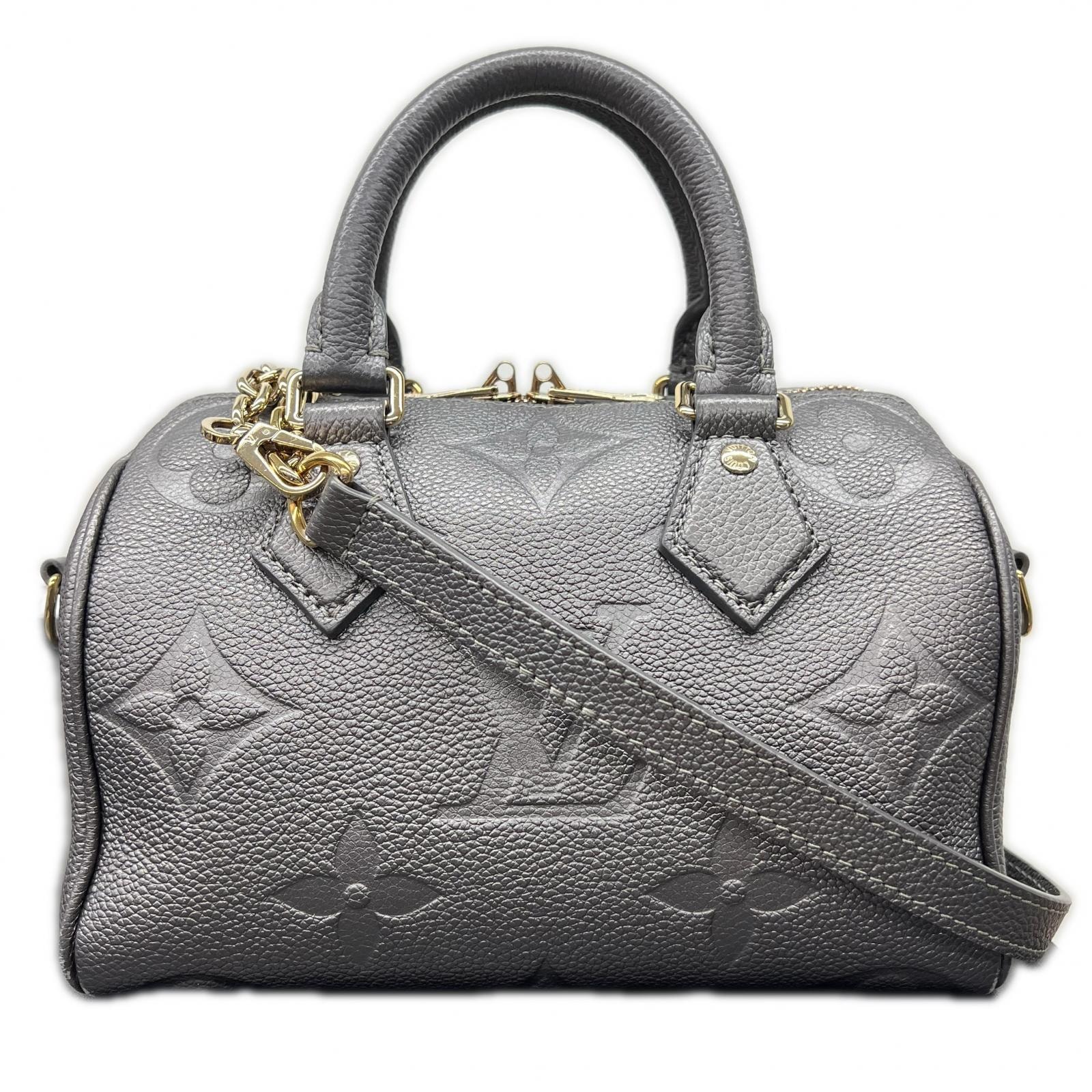 LOUIS VUITTON 極美品 ルイヴィトン スピーディバンドリエール20 モノグラムアンプラント 2way ミニボストン ショルダーバッグ M12013 レザー RFID確認済 ガンメタル ハンドバッグ Aランク 中古 鑑定済