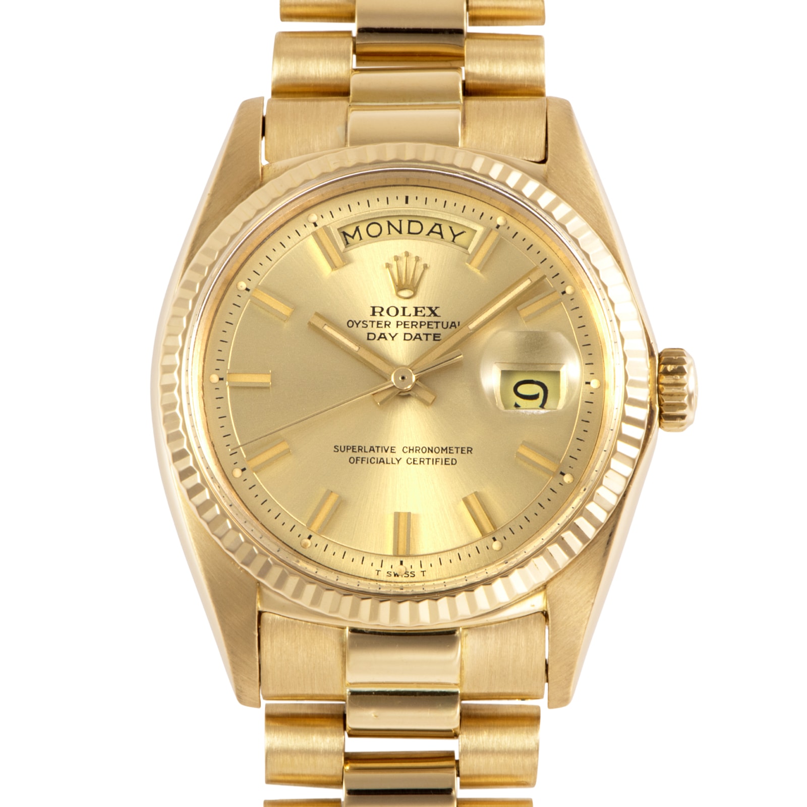 ROLEX ロレックス デイデイト 1803 1972年製 ワイドボーイ プレジデントブレスビッグロゴ Tritium K18YG【中古】