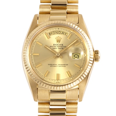 ROLEX ロレックス デイデイト 1803 1972年製 ワイドボーイ プレジデントブレスビッグロゴ Tritium K18YG【中古】