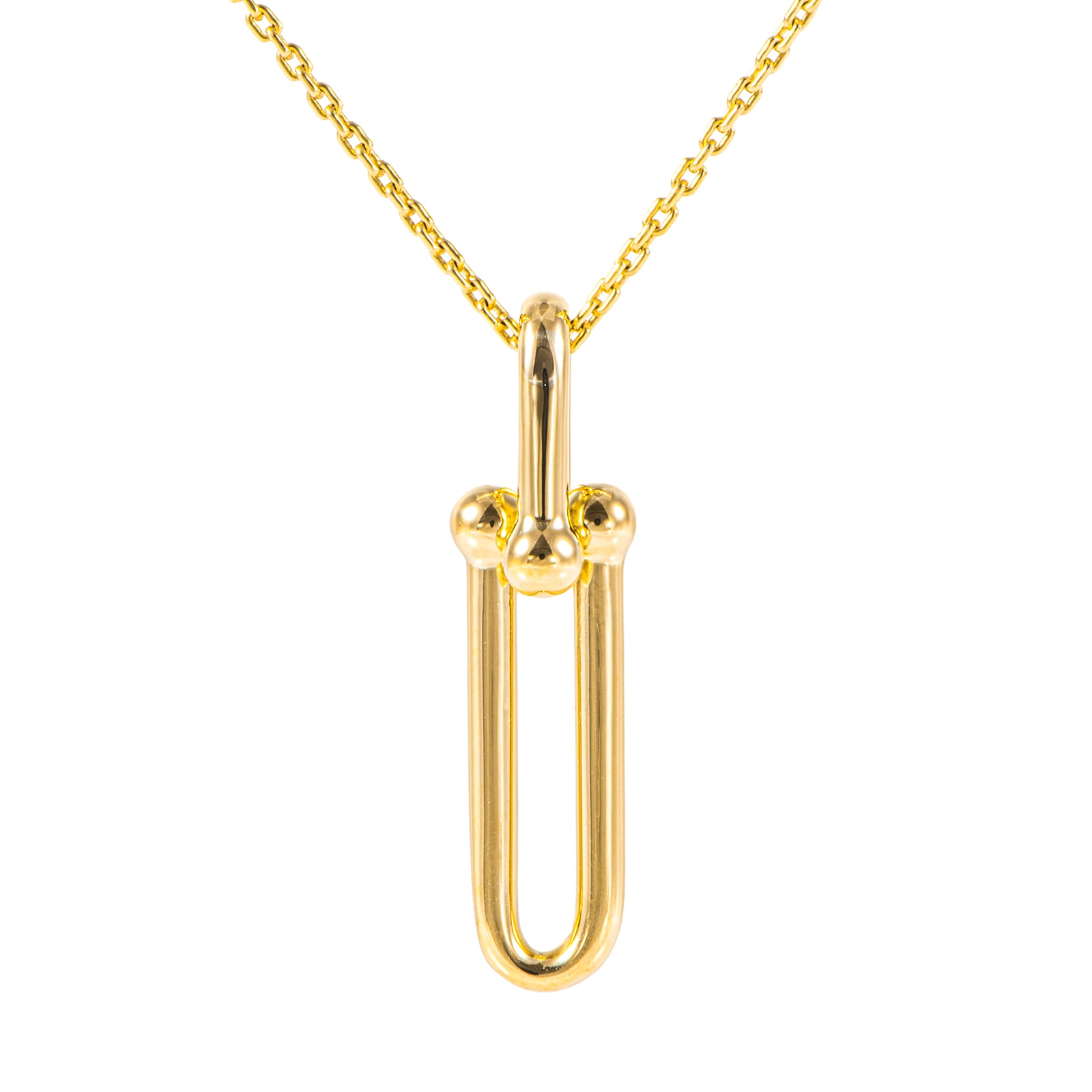 TIFFANY&Co. ティファニー ハードウェア リンク ペンダント ネックレス K18YG ゴールド【中古】
