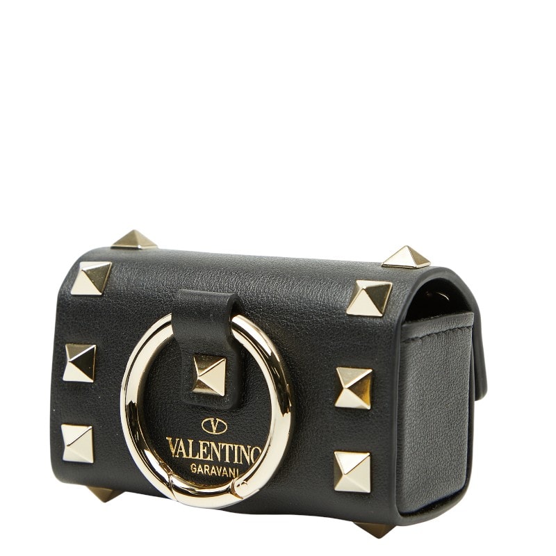 ヴァレンティノ ロックスタッズ ポーチ マナーポーチ 小物入れ  ブラック レザー レディース VALENTINO 【中古】